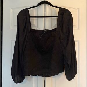 J Crew Black New Without Tags Featherweight Satin Smock Top XXL